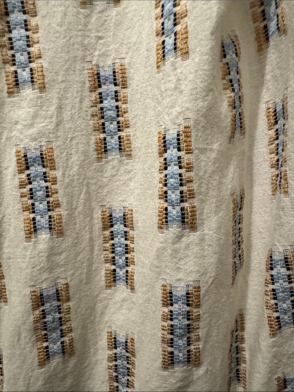 J. Jill Cream Tunic with Blue and Tan Geometric Print - Picture 3 of 5